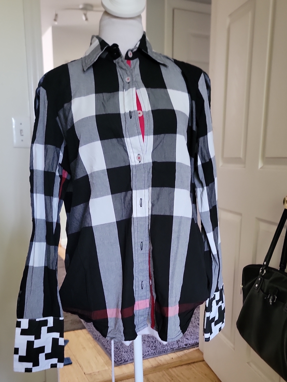 Tizzie Black & White Plaid Button-Up Shirt